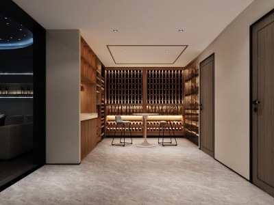 现代品酒室酒窖3D模型下载